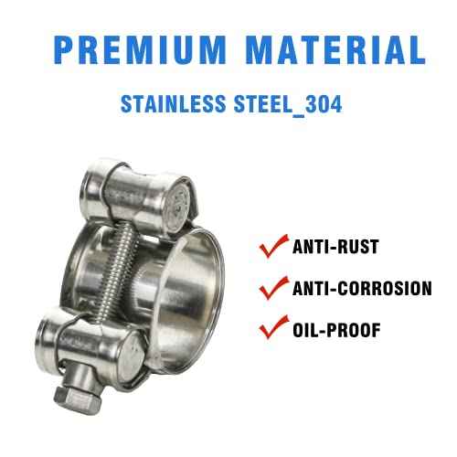 T-bolt Hose Clamps, PEROMI 28pcs 6 Size Heavy Duty Radiator Hose Clamps Assortment Kit-Size Range 17-35mm, 304 Stainless Steel Pipe Tube Clamps