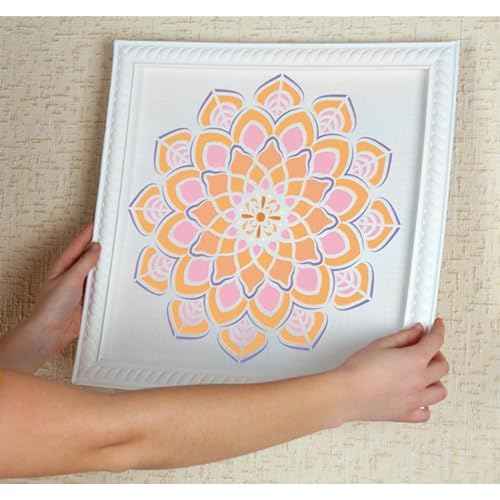 9 Pack Mandala Stencils for Painting,Reusable Paint Drawing Templates for Painting on Wood Floor Wall Canvas Tile Fabric,Creative Mandala Stencils for DIY Art Projects & Home Decor (12 inch)