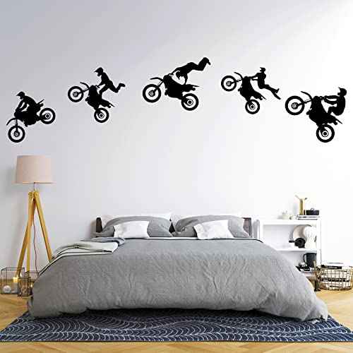 Dirt Bike Stickers Motocross Stickers Motorcycle Wall Decal Sports Wall Stickers for Living Room Bedroom Boys Room Decoration