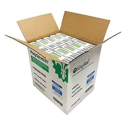 KingSeal 2000 Count PolyStretch TPE Poly Hybrid Disposable Gloves, Powder-Free, Vinyl Glove Substitute, Size Large - 10 Boxes x 200 Gloves