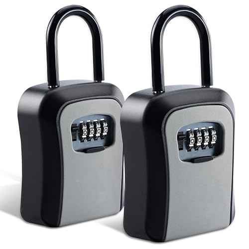 2 Pack Key Lock Box, Premium Zinc Alloy Lock Box, Anti-Smashing Lock Box for Keys with Combination Lock, 5 Key Capacity, Black