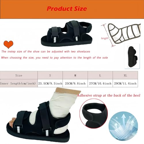 Medical open-toe plaster shoe, postoperative recovery shoes, plaster shoe covers medical boots suitable for foot sprains, ankle fractures, toes, suitable for left and right feet(S)