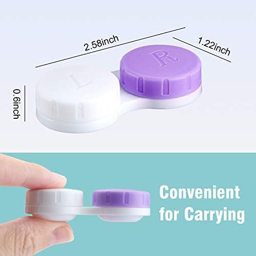 12PCS Contact Lens Case, Contact Lens Box Left/Right Eyes Holder Container, Outdoor Mini Contact Lens Soak Storage Kit for Travel&Home.(6Purple+ White, 6Green+ White)