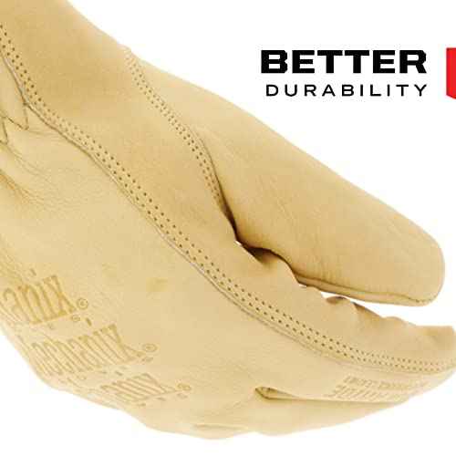 Mechanix Wear Leather Cow Driver - Breathable Leather Driver Gloves for Hand Safety - Elastic Cuff - Comfortable Fit - Water Resistant - Tan - Large