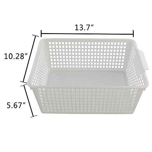 3-Pack Large Plastic Storage Basket, Plastic Storage Bin, White