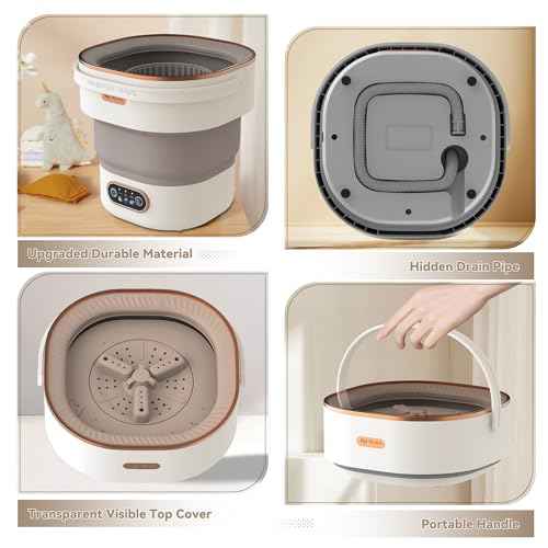 Portable Washing Machine Mini Washer with Spin Basket, 16L Large Capacity Foldable Laundry Machine for Underwear, Socks, Small Clothes, Perfect for Travel, Apartment, RV, Camping, Hotel