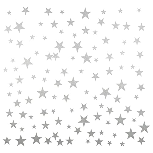 Star Wall Sticker Vinyl Decals for Nursery Bedroom Boys or Girls Room Playroom Classroom Living Room Silver 120pcs
