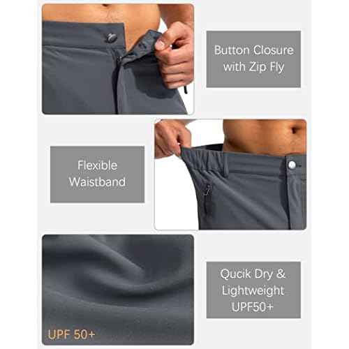 Pudolla Men's Hiking Cargo Shorts 9" Lightweight Outdoor Work Shorts for Men Travel Golf Camping Casual with 5 Zipper Pockets