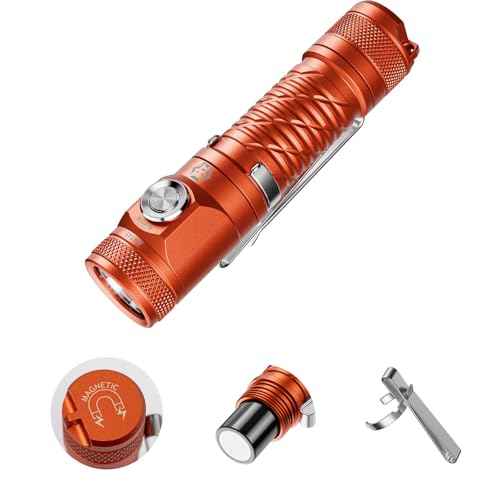 RovyVon AA145 Small Rechargeable EDC Flashlight 800 Lumen Bright Little Light, USB-C & AA Battery Included, Magnetic Tail Cap, Two Way Clip Led Pocket Size Flashlight for Camping,Hiking Emergencies.