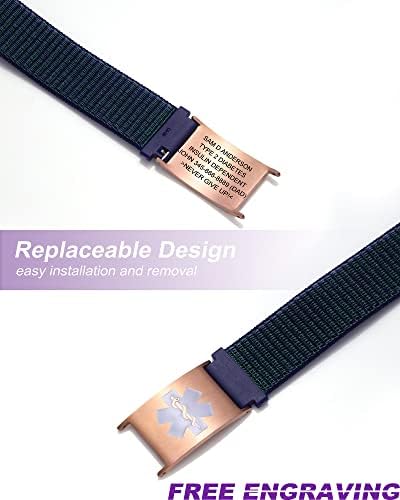 Personalized Sport Medical Alert Bracelets for Women Men - Custom Medical ID Bracelets with Free Engraving - Hook and Loop/Elastic/Stainless Steel/Silicone Watch Wristband Emergency Bracelet