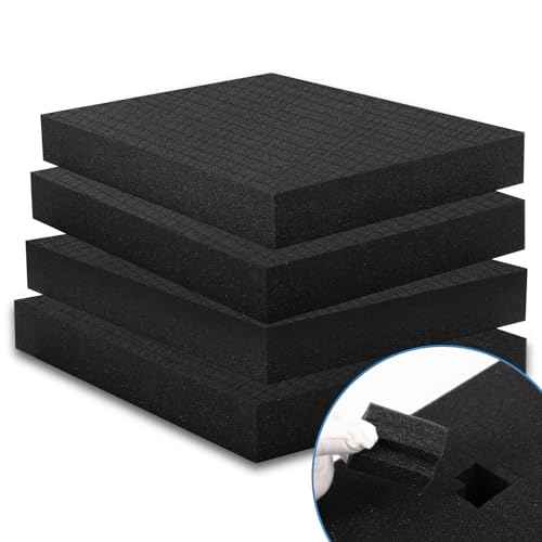 Coengwui Pick and Pluck Foam Inserts, Pre-cubed Pick Apart Sheets for Crafts Toolbox Game Box Camera Cases Drawer Storage (4Pcs 12 x 12 x 2 Inch)