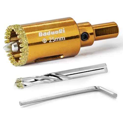 1" Serrated Diamond Hole Saw with 2Pcs Removable Pilot Bits, Easy-Align for Precise Drilling in Porcelain, Ceramic Tile, Granite, and Marble (1 inch Granite Drill Bit)