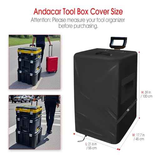 Tool Box Cover for DEWALT tool box with wheels, 600D Rolling Tool Box Organizer Cover Waterproof Tool Chest Cover, 21.6 x 17.7 x 39 In, Cover Only