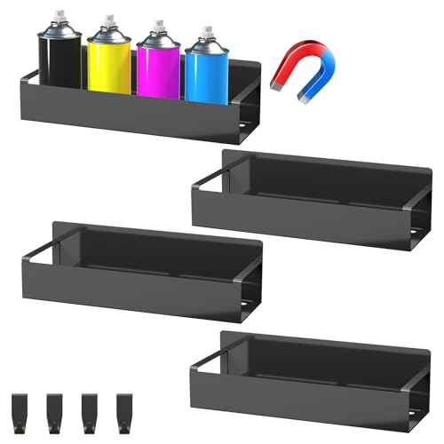 4 Pcs Magnetic Spray Can Holder, Magnet Tool Holder, Wall Mounted Spray Bottle Holder, Mechanic Paint Can Organizer, Tool Box Storage Rack for Garage Home Workspace