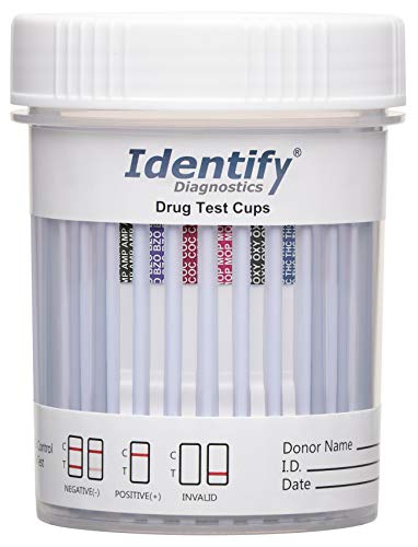 Identify Diagnostics Drug Test Cups | 200 Pack | 6 Panel CLIA Waived Instant Urine Drug Test Kit for AMP,BZO,COC,MOP|OPI,OXY,THC