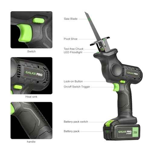 GALAX PRO 20V Cordless Reciprocating Saw, 0-3000RPM Variable Speed Power Reciprocating with 4.0Ah Battery, 2pcs Wood Blades & 1pcs Metal Blade