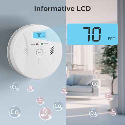 Smoke and Carbon Monoxide Detector, Combination Smoke Alarm and Carbon Monoxide Detector Battery Powered, CO Detector Alarm with Sensitive Sensor, Sound Warning and LCD Display, CDR-803