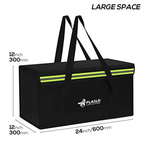 FLASLD Large Fireproof Document Bags, 24x12x12¡± Waterproof Storage Firesafe Bag, Fireproof Folder Safe Box for Cash, Valuables & Passport, Silicone Coating & Zipper Closure