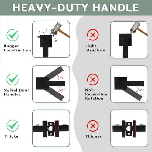 KAMOTA Passage Door Levers, 4 Pack Black Heavy-Duty Door Handles, Square Non-Locking Door Knobs, Right and Left Handed for Closets, Hallways and Conference Rooms