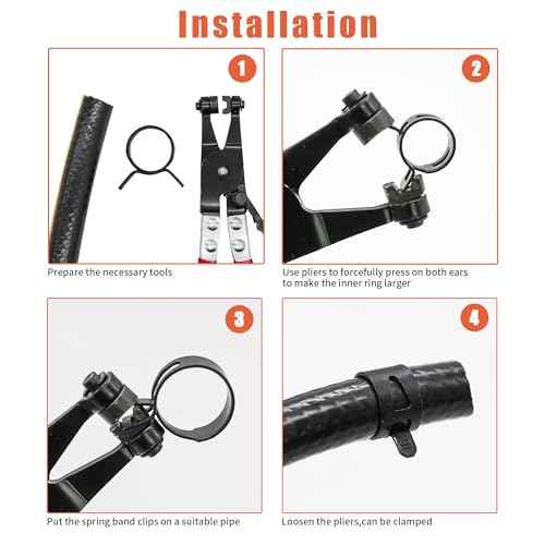 AKIHISA 75Pcs 19-38mm Spring Band Hose Clamp Assortment Kit with Hose Clamp Pliers, 13 Sizes Spring Hose Clip Fuel Line Silicone Vacuum Hose Pipe Clamp, Air Hose Tube Water Pipe Fasteners