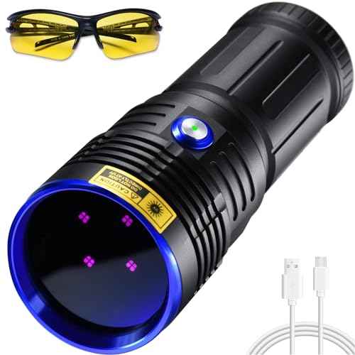 DARKBEAM UV Flashlight 365nm Blacklight LED Ultraviolet Black Light, Rechargeable USB -C Powerful 50W Woods lamp - Dog Urine Detector, Rock Hounding, Resin Curing