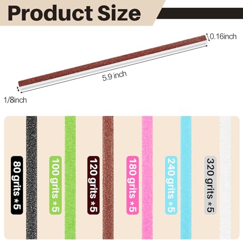Nuanchu 60 Pcs Detail Sanding Sticks Tiny Sanding Sticks for Plastic Models Micro Polishing Sticks for Wood Art Sanding Strips for Tight Spaces Matchsticks Sanding Accessory for Metal Model Craft