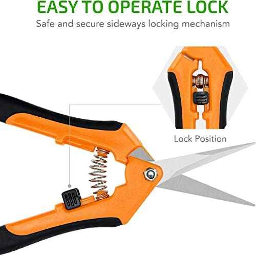 iPower 6.5 Inch Gardening Scissors Hand Pruner Pruning Shear with Straight Stainless Steel Blades, Orange, 4-Pack
