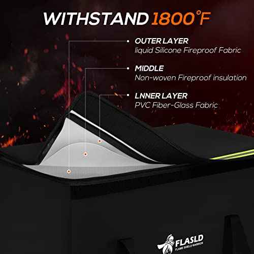 FLASLD Large Fireproof Document Bags, 24x12x12¡± Waterproof Storage Firesafe Bag, Fireproof Folder Safe Box for Cash, Valuables & Passport, Silicone Coating & Zipper Closure