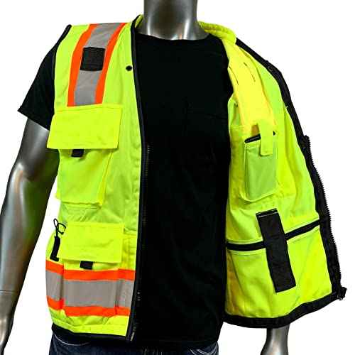 Vero1992 (F Safety Vest For Men's, Engineer High Visibility Vest With Pockets and Zipper, Reflective safety vest