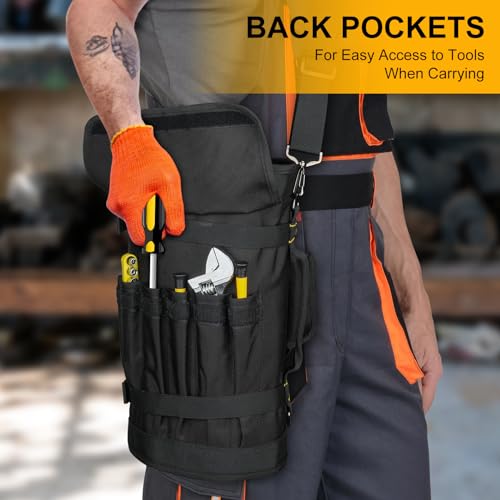 Tool Bag,Large Roll Up Tool Bag Organizer,13 Pockets Tool Roll Storage Pouch,Heavy Duty Portable Tool Storage Carrier Bag for Men,Mechanic,Electrician & Hobbyist,Black