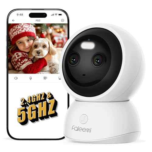 Dual Lens 2.4/5GHz WiFi Security Camera, 360¡Æ PTZ 2K Indoor Nanny Cams with Phone App, 2-Way Audio, Motion Tracking, Night Vision, for Pet/Dog/Baby Monitor/Elder/Home Security, Local Storage