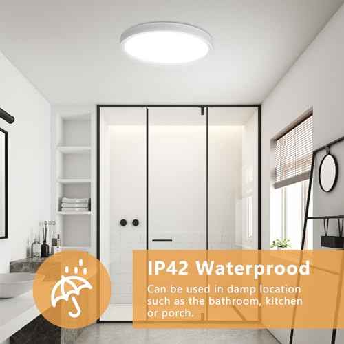 6PK 12 Inch LED Flush Mount Ceiling Light, 24W, 2520LM, 3000K/4000K/6000K CCT Selectable Super Slim LED Ceiling Light, Close to Ceiling Round Flat Panel Light for Hallway, Bedroom,Kitchen ect