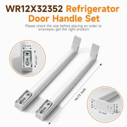 WR12X32352 Refrigerator Door Handle Set, Compatible with GE Handle Set (White), Refrigerator Door Handles Replacement Replace AP6985344 WR12X27039 WR12X21157 Refrigerator Handle