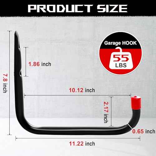 6-Pack Utility Hook,Garage Storage Hooks, Heavy Duty Utility Hooks, Shed Storage Hooks, 11 Inch Garage Heavy Duty Wall Hook for Bikes, Kayak and Hanging Ladders