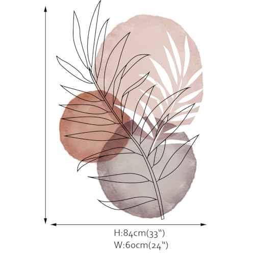 Runtoo Boho Wall Art Decal Leaves Plant Flower Retro Abstract Wall Stickers Living Room Girls Bedroom Bathroom Wall Decor