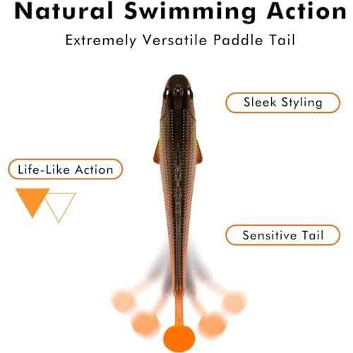 TRUSCEND Easy Catch Pre-Rigged Soft Lures, Unique Vibrating Swim Action and Trembly Sinking Move for More Bites, Amazing Soft Swimbait for Family Fishing, Fishing Lures for Bass Trout Crappie Walleye