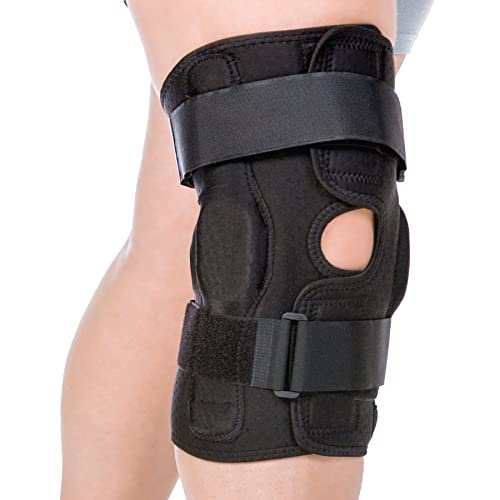 BraceAbility Torn Meniscus ROM Knee Brace - Hinged Post Surgery Support with Flexion Extension Control for Hyperextension and Locking Treatment, Ligament PCL or ACL Tears, Osteoarthritis Relief (L)