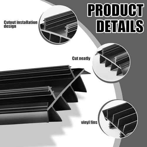 Replacement Door Bottom with Vinyl Fins 36" Long 1 3/4" Wide Threshold Seal Bottom of Door Weatherstrip Kerf Weather Stripping for 7/8" Between Barbs(4 Pcs,Black)
