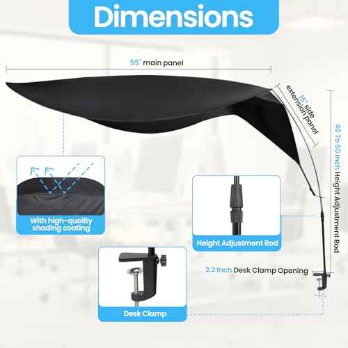 Adjustable Office Cubicle Desk Shade ?Blocks Light and Visual Distractions,70" Extra-Large Portable Shade for Office Cubicles and Desks