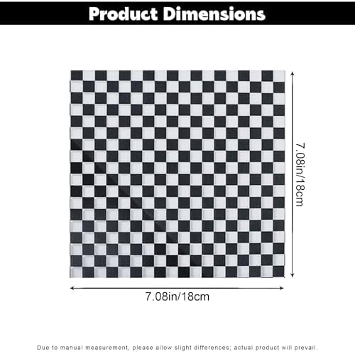 100Pcs Wax Paper Sheets for Food, 7x7 Inch Black and White Checked Deli Paper Lines for Plastic Food Basket, Grease Resistant for Wrapping Bread Burgers and Sandwiches
