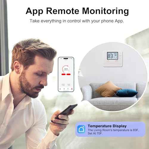 WiFi Thermostats for Home Single-Stage 1Heat/ 1Cool, APP Remote Control, 7-Day or 0-Day Programmable. (C-Wire Required)