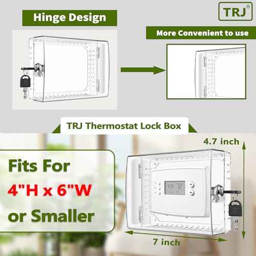 4 PCS Thermostat Lock Box with Key, Large Thermostat Cover with Lock for Thermostat on Wall, AC Control Lock Box Cover with Key, Air Conditioner Lockbox Fits Thermostats 5" H x 6" W or Smaller