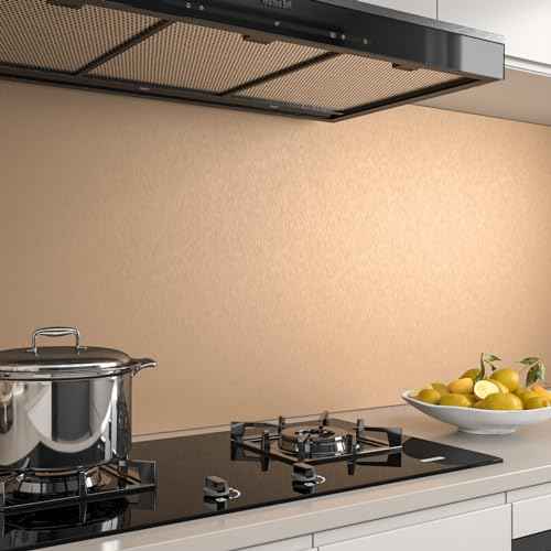 LACHEERY Brushed Stainless Steel Contact Paper for Kitchen Appliances Metallic Gold Wallpaper Peel and Stick Modern Waterproof Self Adhesive Metal Look Contact Paper for Fridge Dishwasher 15.8"x80"