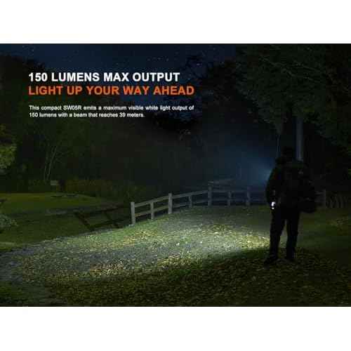 Fenix SW05R-RED Clip On Flat Body swival Flashlight with Red Light with EdisonBright Accessory case Bundle (Black)