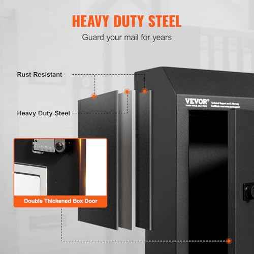 VEVOR Through The Door Key Drop Box, Heavy Duty Steel Through The Door Mailbox with 12" Combination Lock, Mail Drop Box, Black
