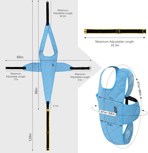 MDSTOP Wheelchair Safety Belt, Anti-Slip Wheelchair Seatbelt, Wheelchair Harness with Adjustable Secure Buckle, Medical Restraints Straps for Seniors Elderly, Patients, Disable (Blue)