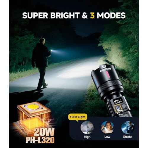 Esgreen LED Rechargeable Flashlights High Lumens 2 Pack, Single Click Bright Flashlight Long Lasting 12H, Compact Handheld Flash Light USB C, White & Red Light, for Hiking Camping Gift