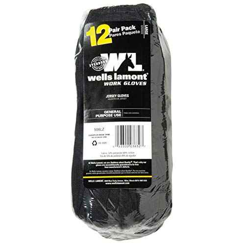 Wells Lamont Versatile Work Gloves Lightweight, Durable, Comfortable Jersey Basic, 12-Pair Bulk Pack, Large (506LZ)