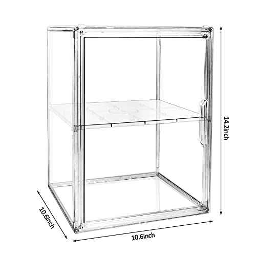 2 Pack XX-Large Clear Stackable Storage Bins with Magnetic Lid Handbag Display Case for Closet 2-Tier Acrylic Purse Organizer Dustproof Luxury Bag Container Box for Cosmetics Figures Makeup