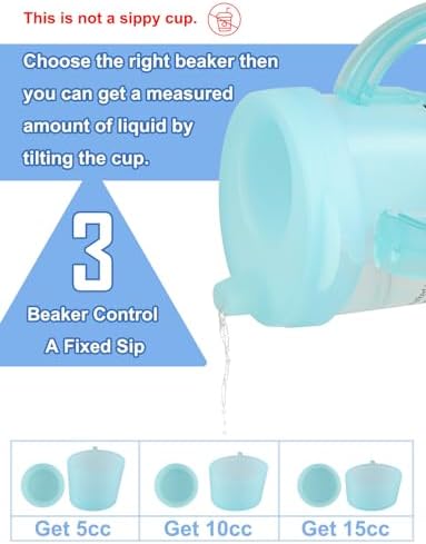 Dysphagia Cups for Adults 5cc 10cc 15cc, Limited Slow Flow Dysphagia Regulating Drinking Cup for Elderly People with Swallowing Disorders, Prevent Choking and Aspiration (Light Blue)